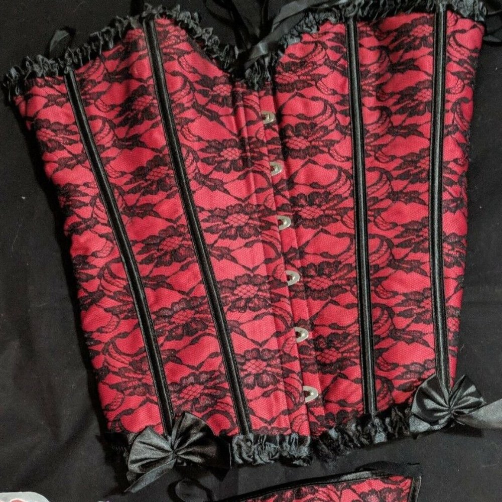 Sexy Brocade Steampunk Overbust Corset Bustier Top